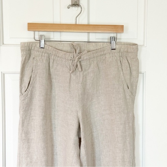 LL Bean Women's Premium Washable Linen Pull-On Pants, Oatmeal size  12 - Picture 7 of 11